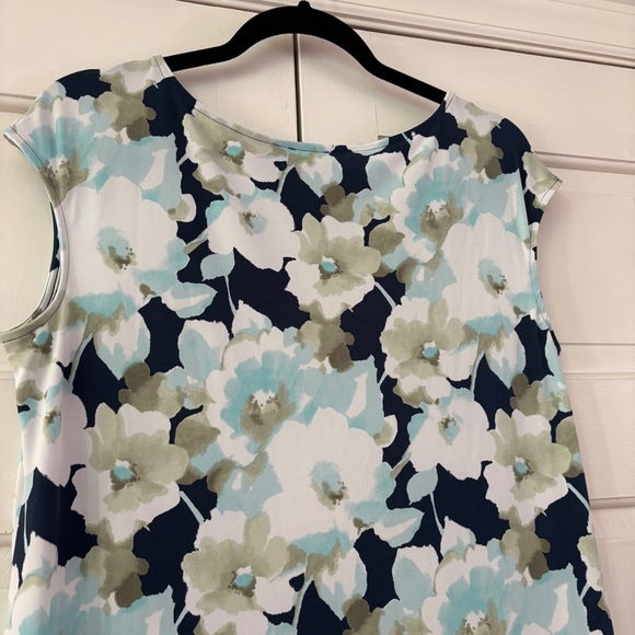Chico’s Size 1 Floral Print Women's Dress Blue Shift Midi Chicos Size Medium - Picture 9 of 11